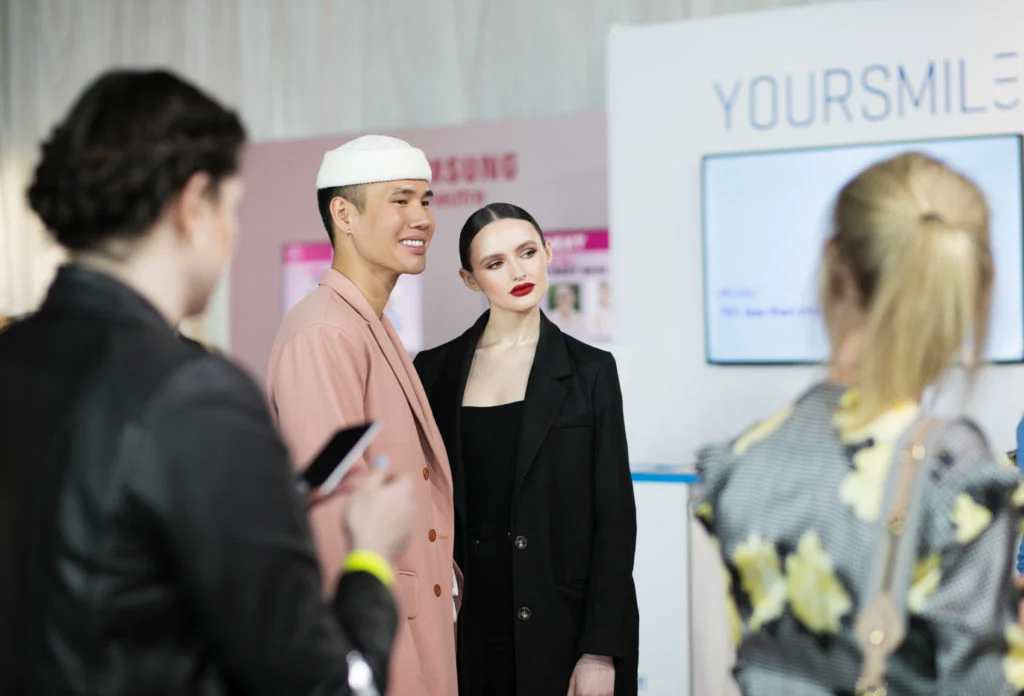 Patrick Ta and model pose at the IMAGE Beauty Festival 2019 after his first Irish masterclass