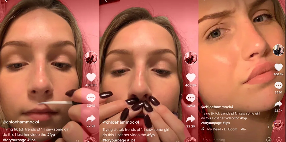 Reporting from the frontlines of teen beauty TikTok trends: gluing your lips