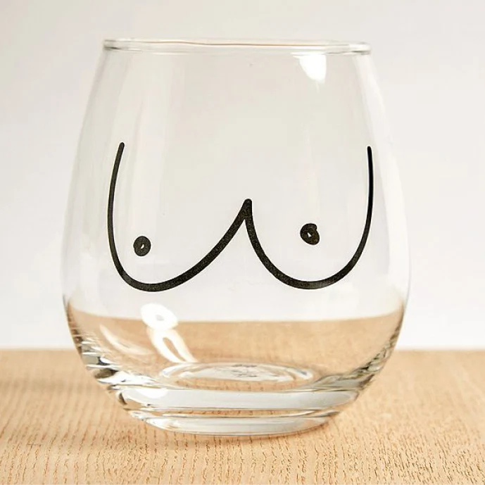 boob print stemless Wine Glass urban outfitters