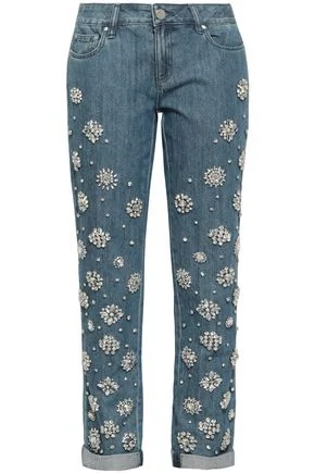 MICHAEL MICHAEL KORS Embellished mid-rise tapered jeans outnet