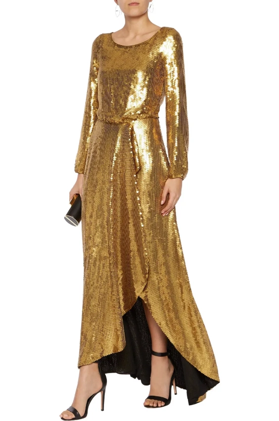 DIANE VON FURSTENBERG Delani draped sequined silk gown