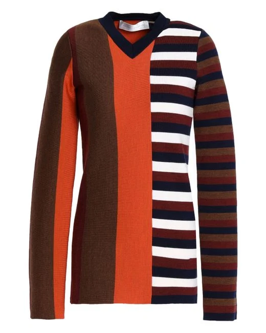 VICTORIA BECKHAM Paneled wool-blend sweater outnet