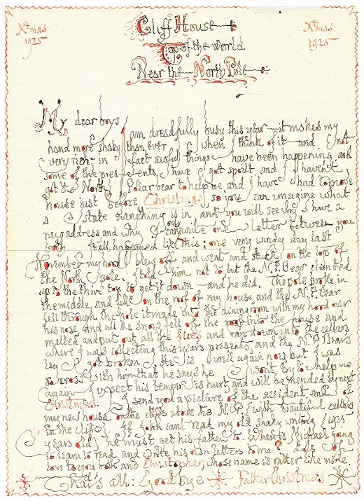 JRR Tolkien letter to children