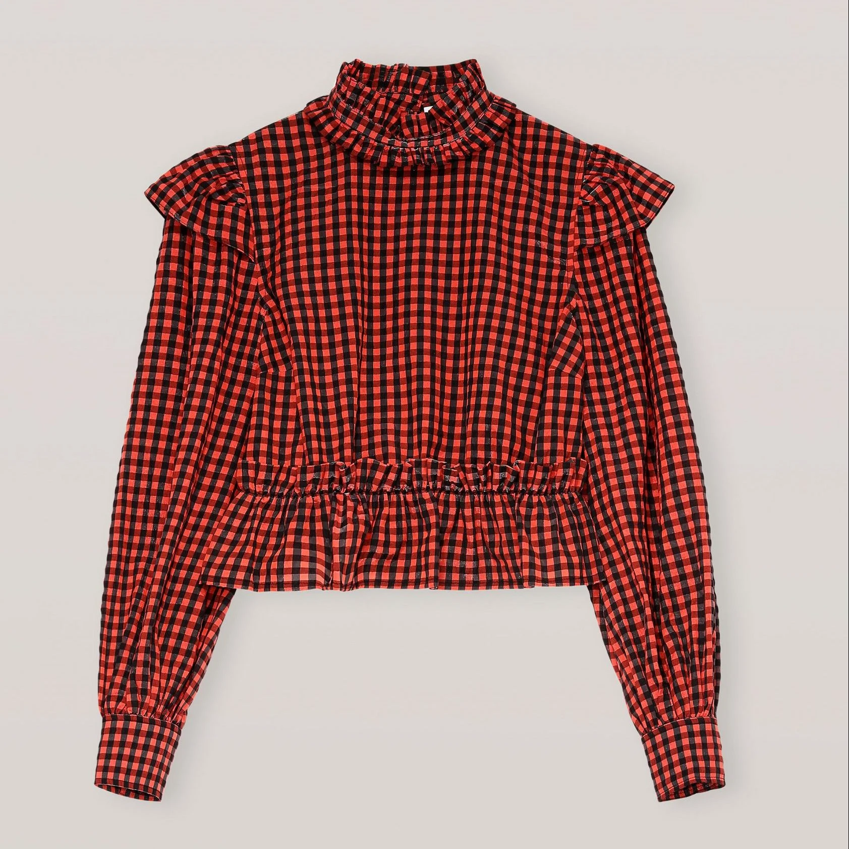 Seersucker cropped blouse, €175, Ganni