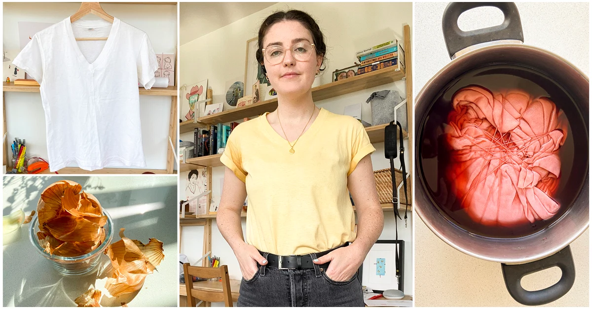 I dyed a t-shirt using onions and avocados, and the results were surprisingly lovely