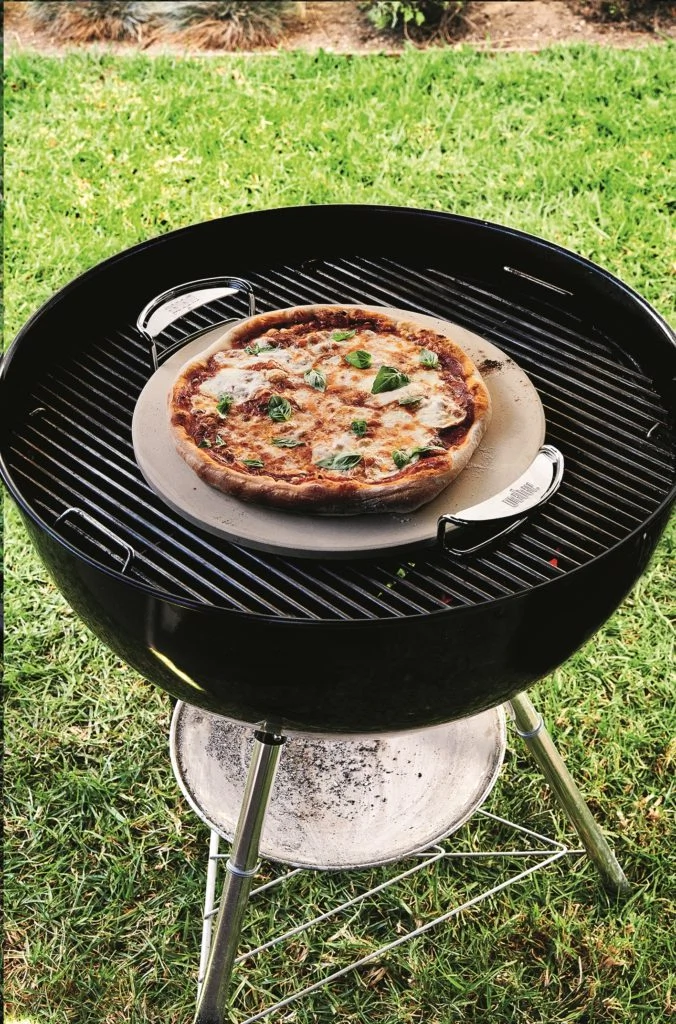 Weber Pizza Stone on Charcoal outdoor pizza oven