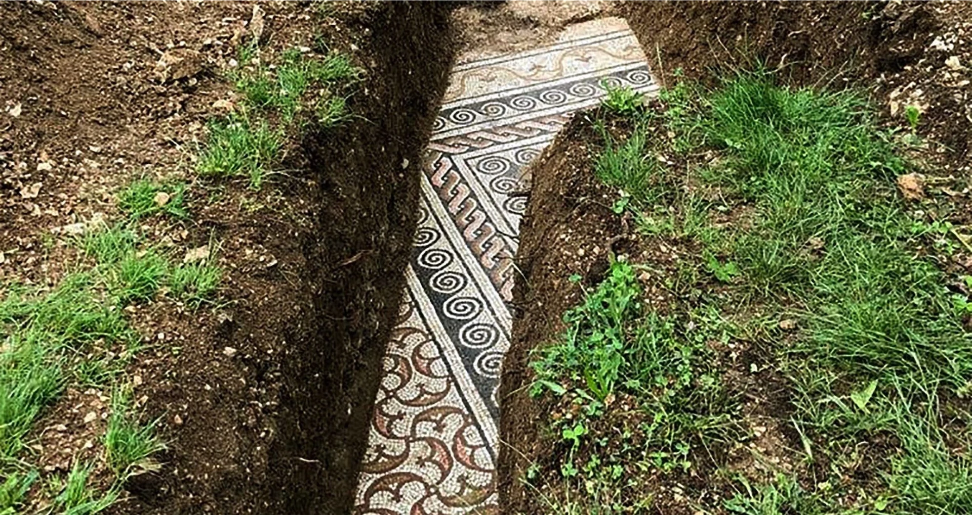 The perfectly preserved mosaic floor of an ancient Roman villa was just discovered under a vineyard in Italy