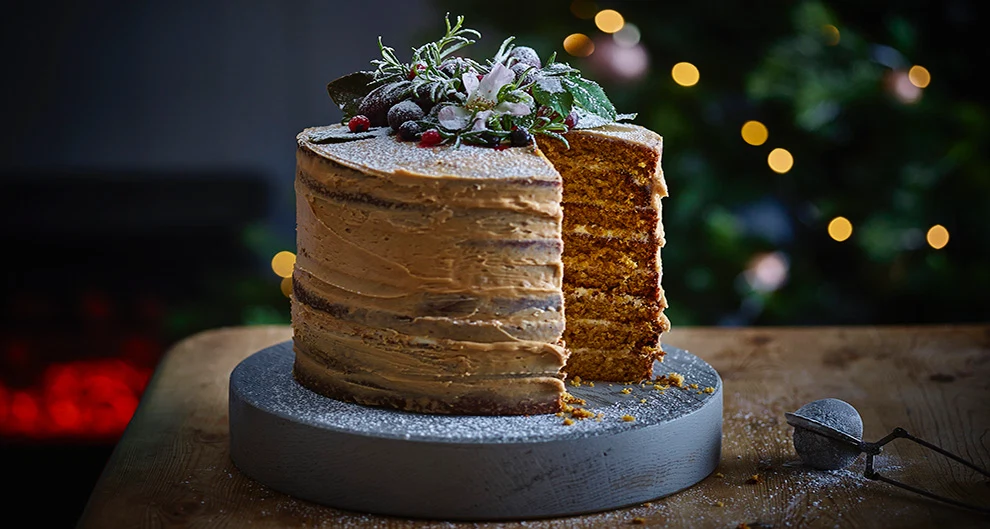 The whole family will love this towering Christmas cake with salted caramel icing The whole family will love this towering Christmas cake with salted caramel icing