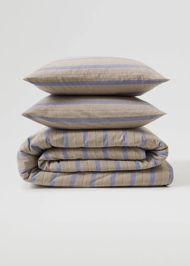 Striped cotton duvet cover, from €59.99