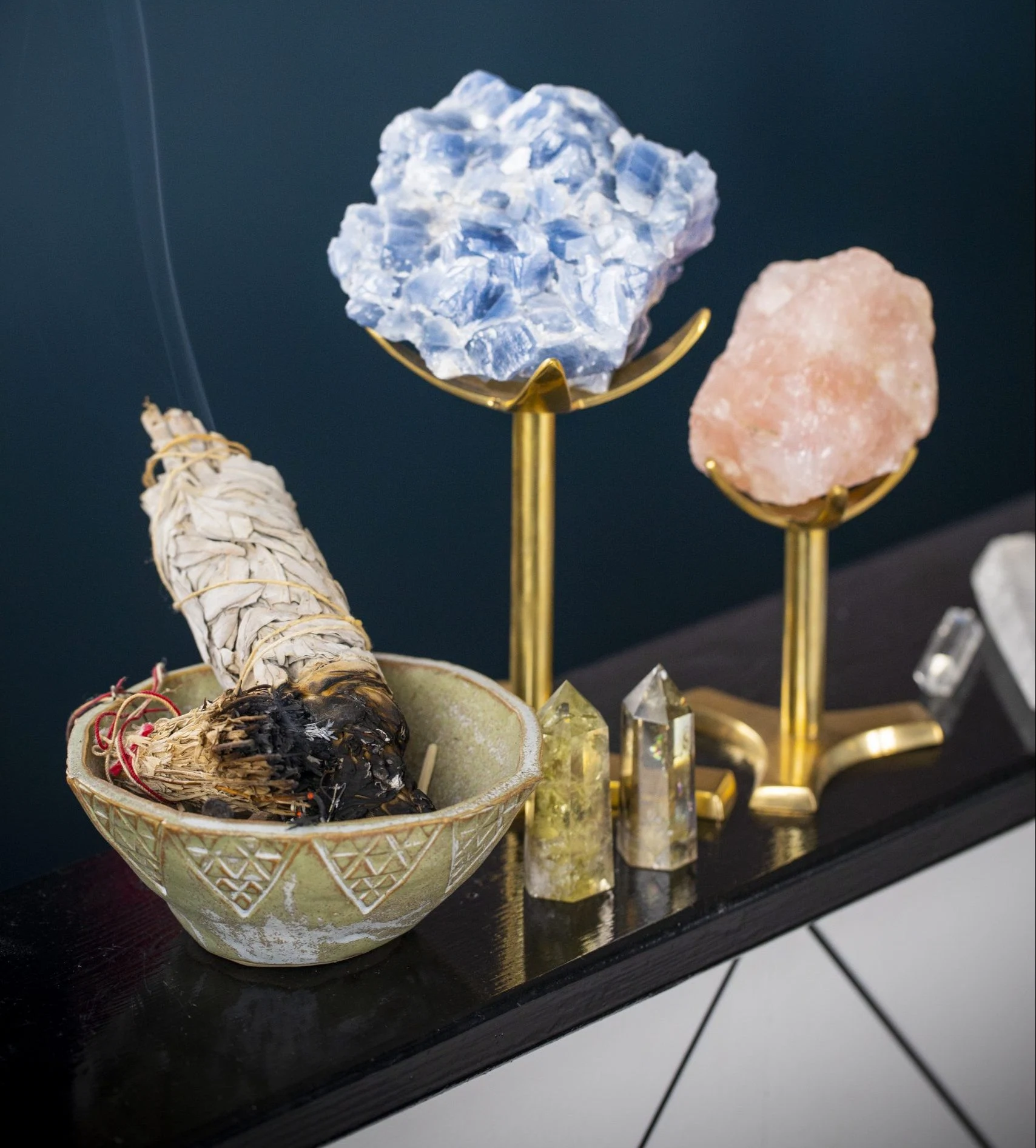 Merle's home is a space abundant with crystals, whom Merle refers to as her 