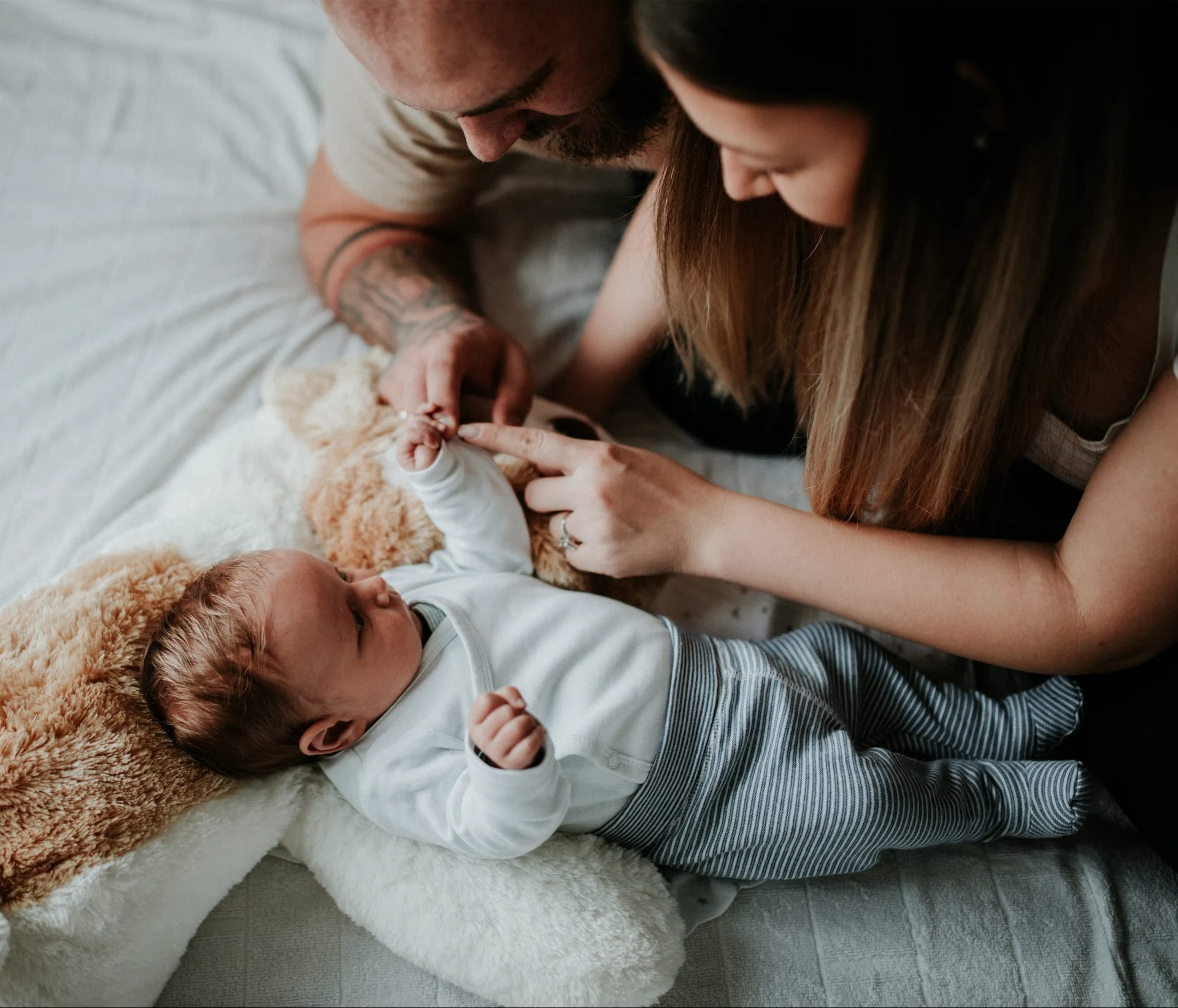 Parents home from hospital with newborn baby