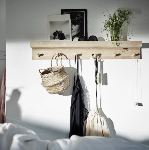 Månsarp display shelf with hooks, €20