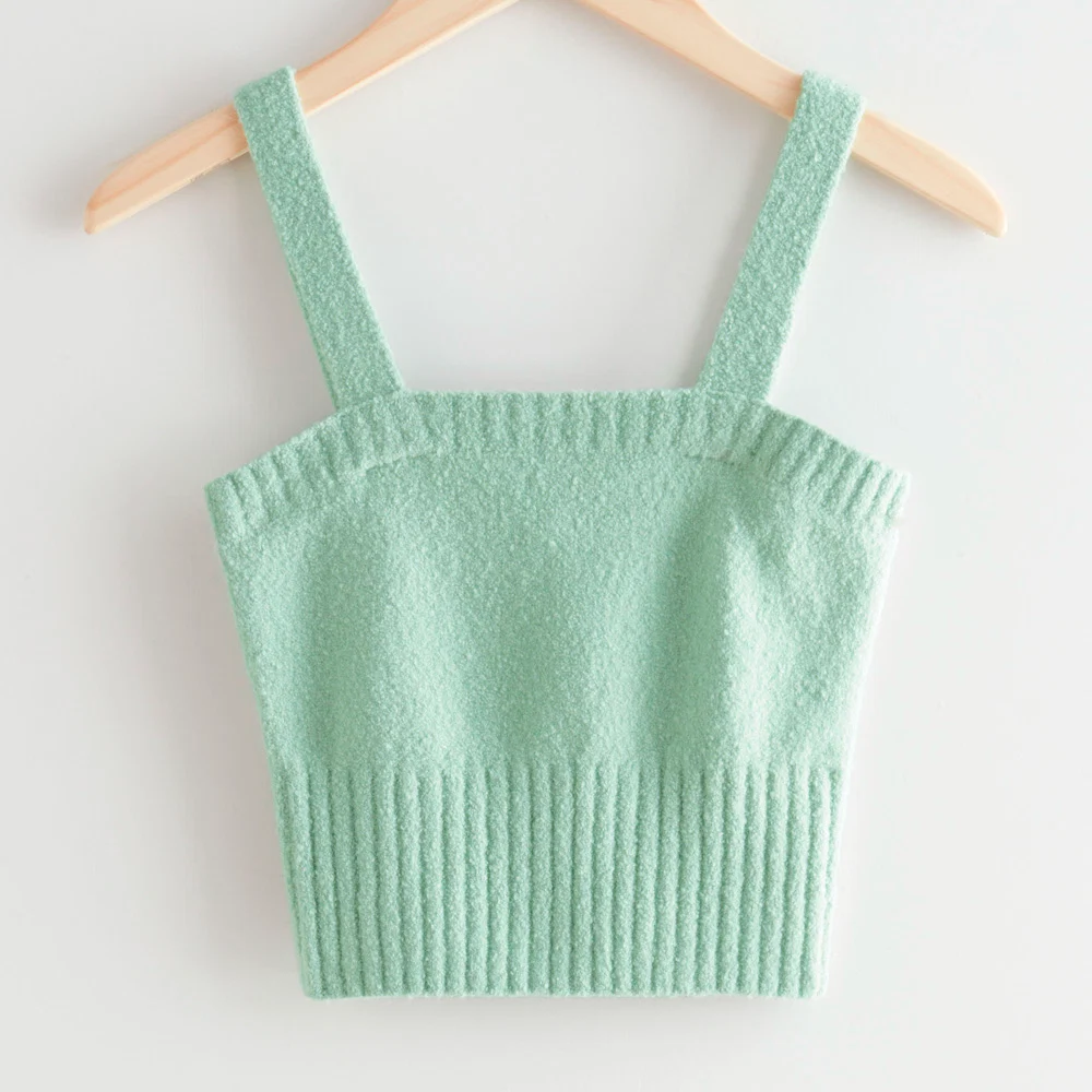 Cropped fitted knit top, €49, & Other Stories