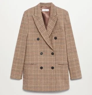 Mango Wrap Check Suit Jacket, €79.99