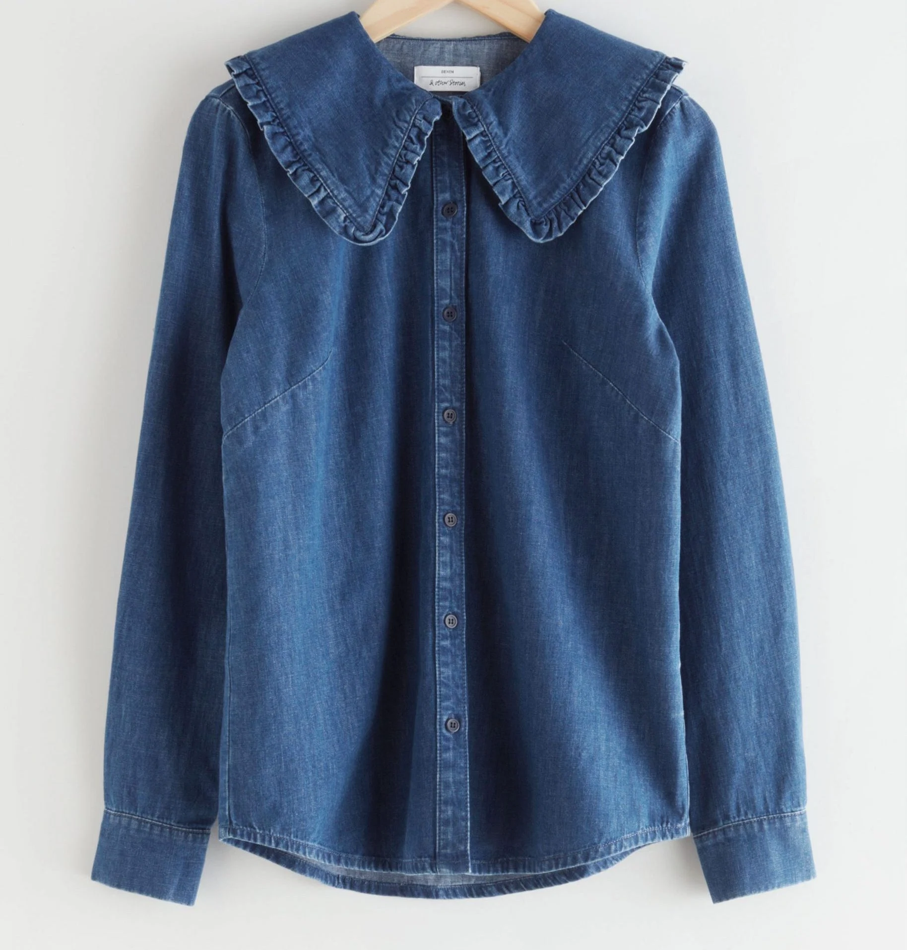 & Other Stories Ruffled Collar Denim Shirt, €59
