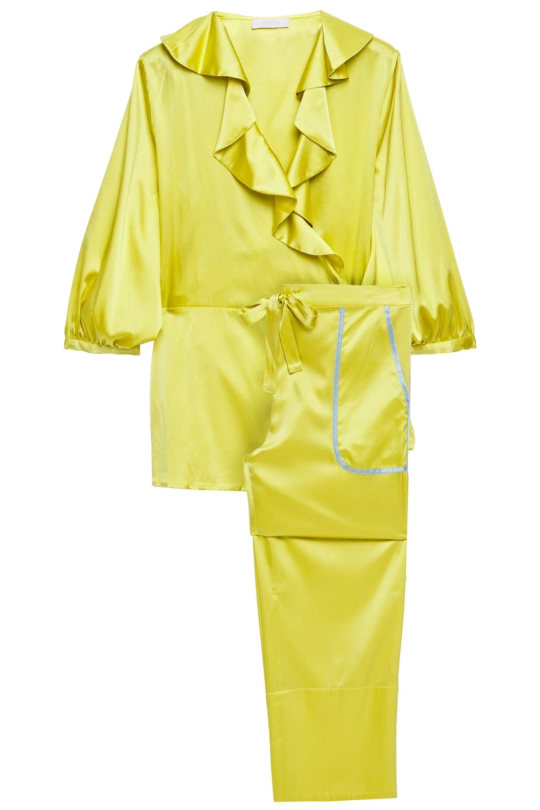 Amelie ruffled silk satin pyjama set, €249, The Outnet