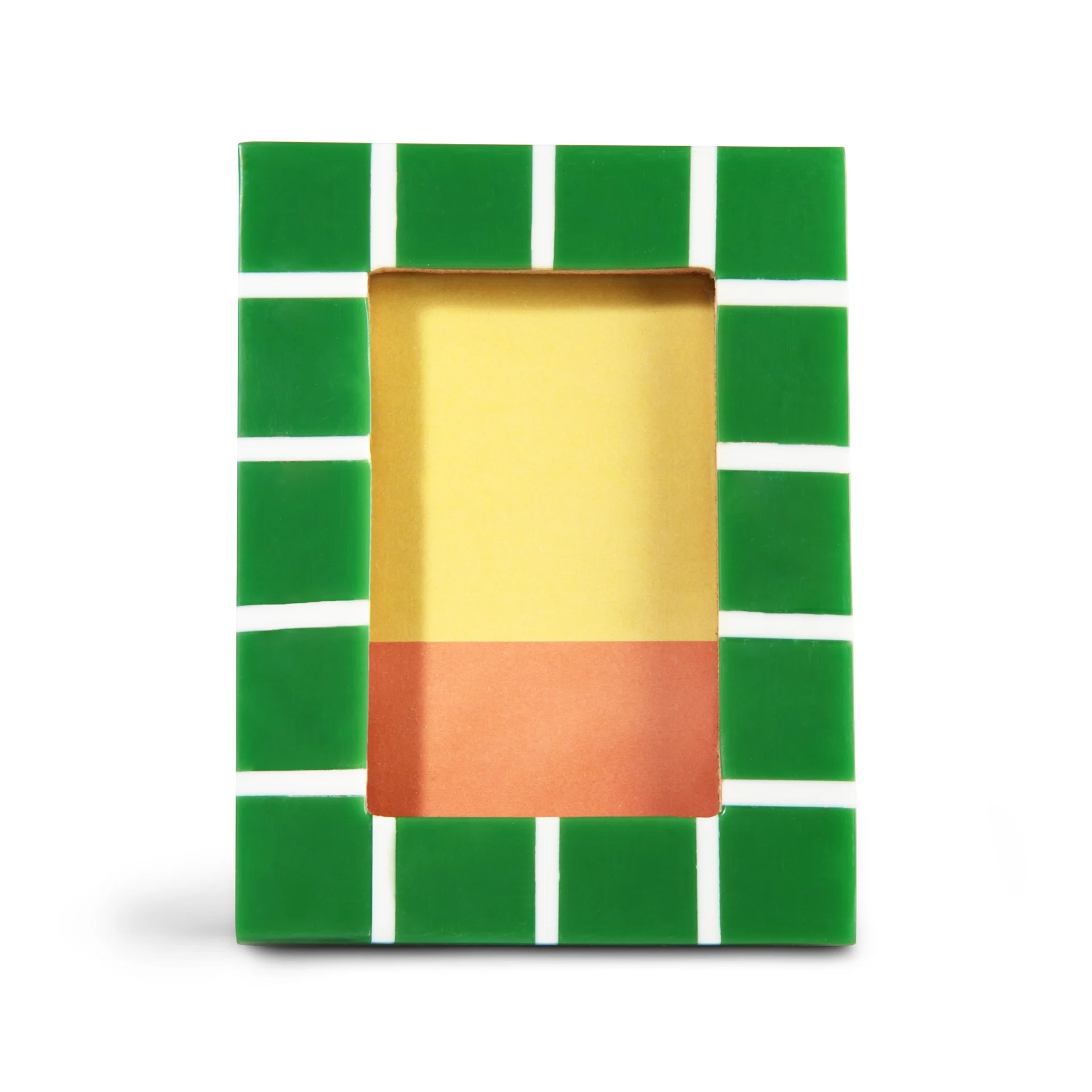 Small green check photo frame, €10