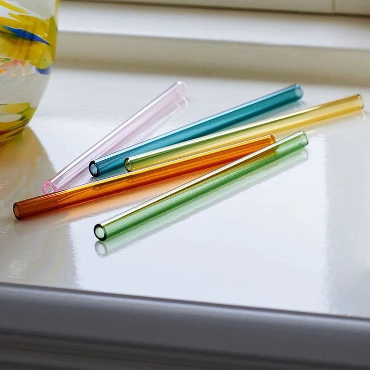 Sip glass cocktail straw set of 6, €22, Indigo & Cloth