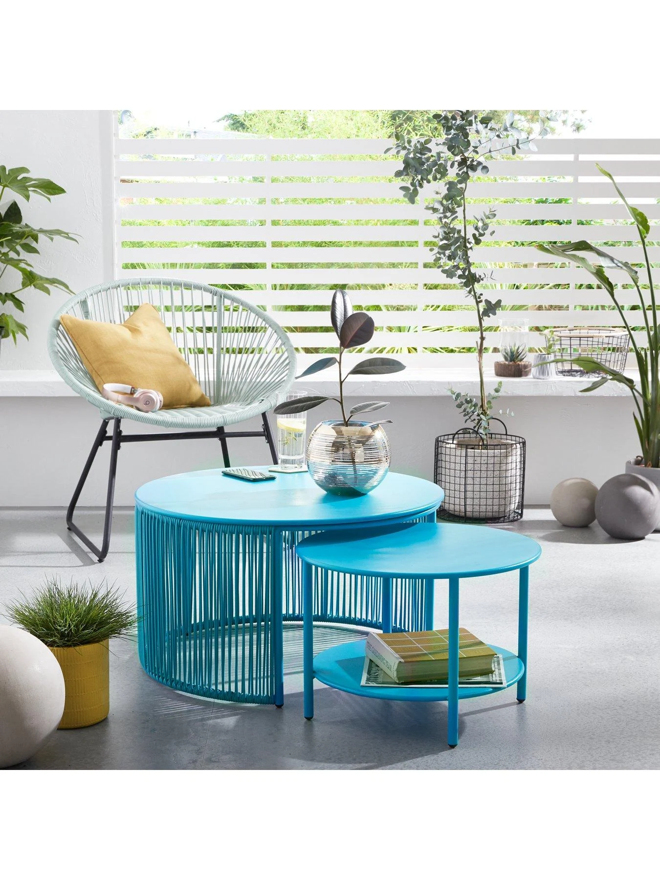 Littlewoods blue Hawaii nested table