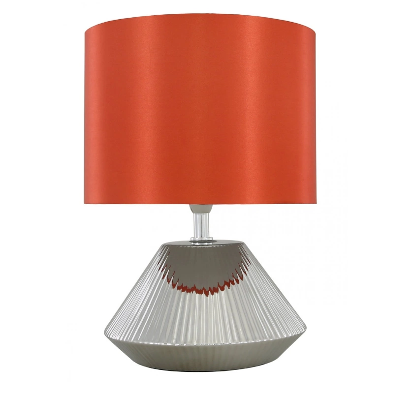 Ceramic cone table lamp terracotta faux silk shade, €29.99, Foy & Company