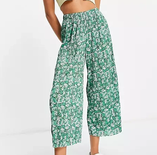 Plisse culotte trouser in ditsy floral print, €31.99, Asos