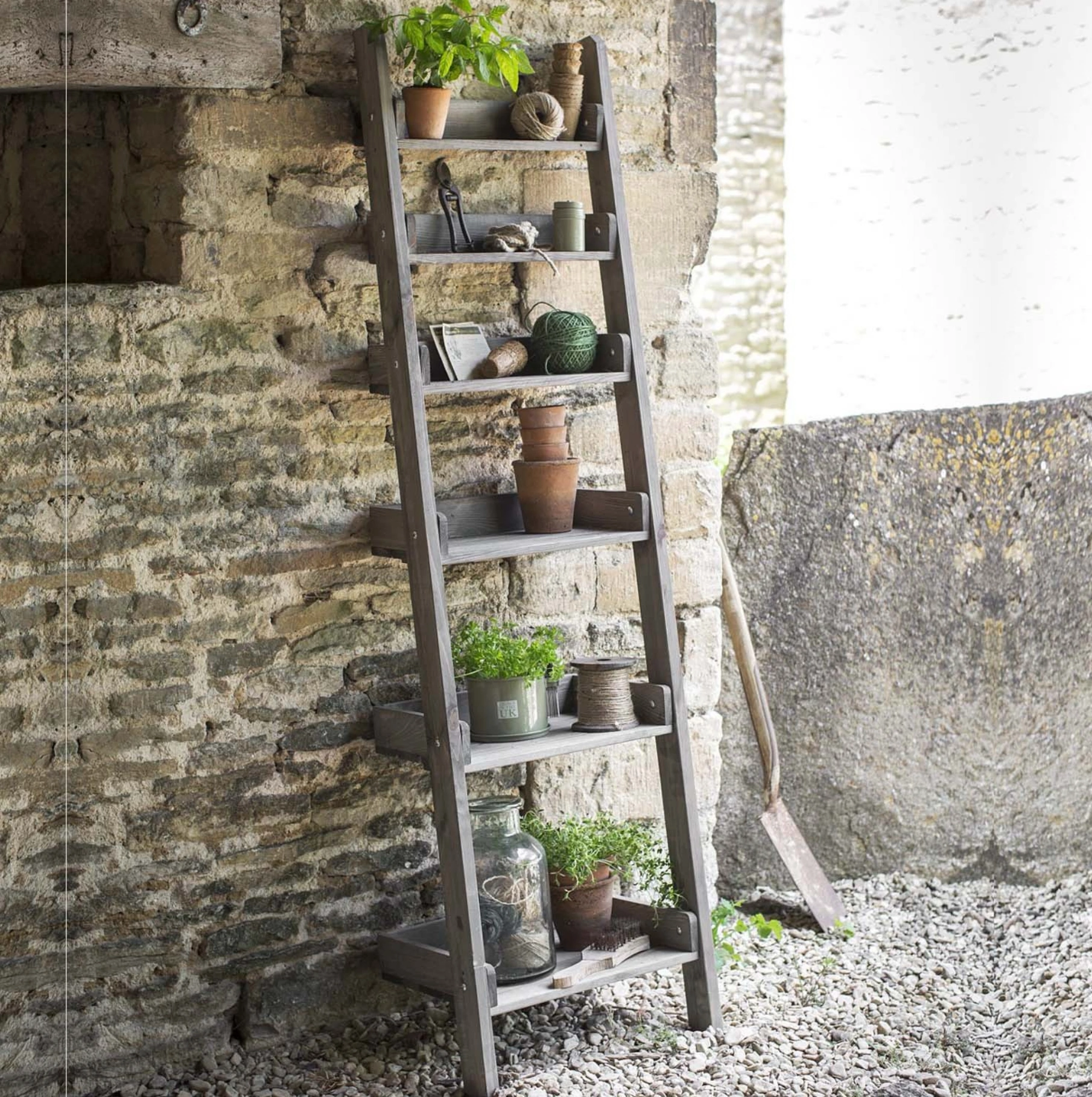 Outdoor folding shelf ladder