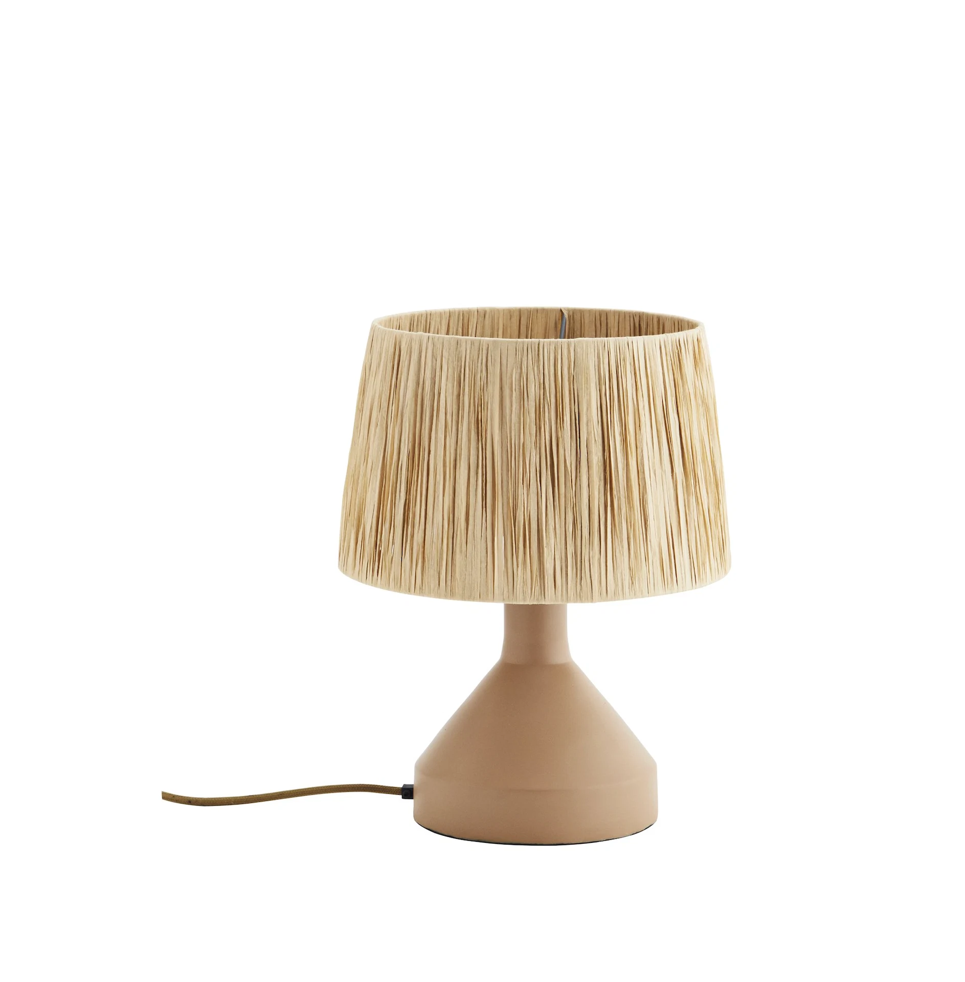 Beige table lamp with raffia shade, €175, April and the Bear