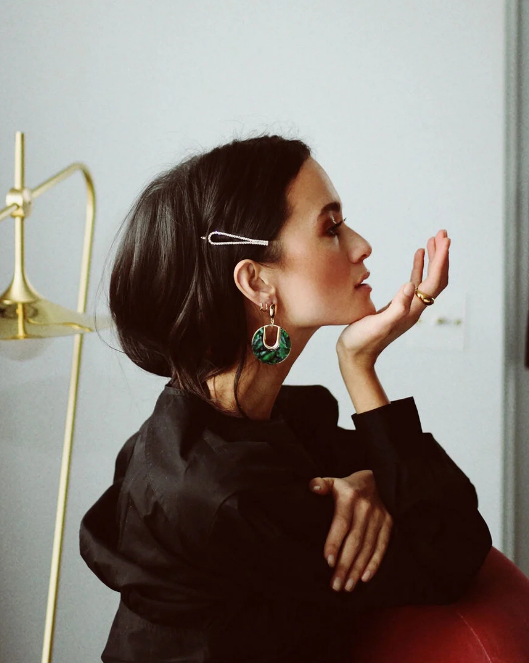 Shaped diamante hair slide set, €10