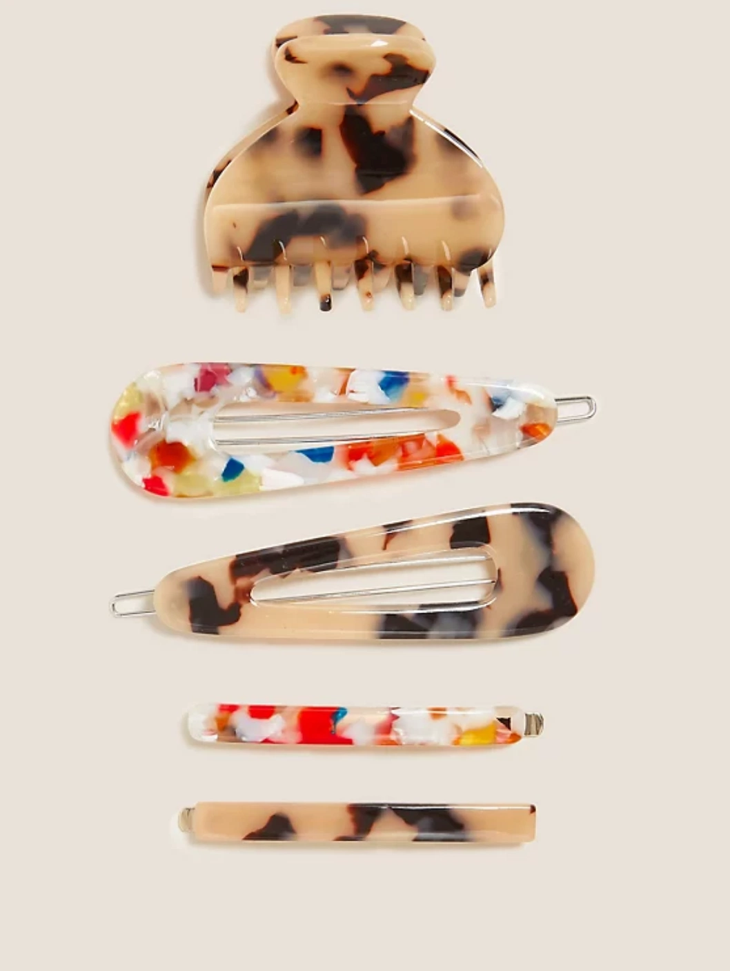 5 Pack Resin Hair Clips, €20