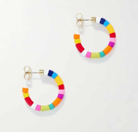 Mini Half Pipe gold-tone and enamel hoop earrings, €90.04, Net-a-Porter