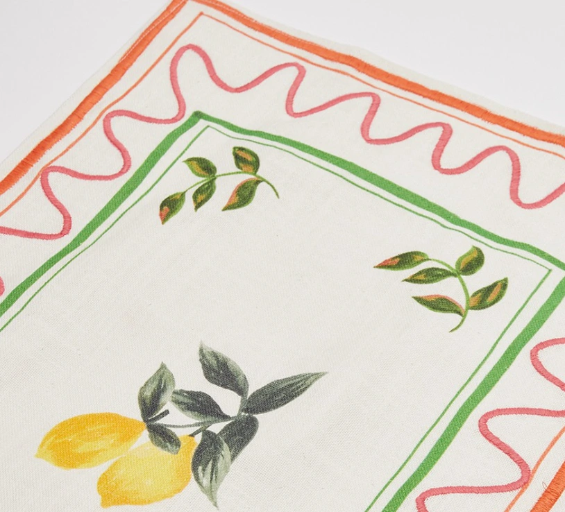 Lemon Embroidered Tea Towel, €12, Oliver Bonas