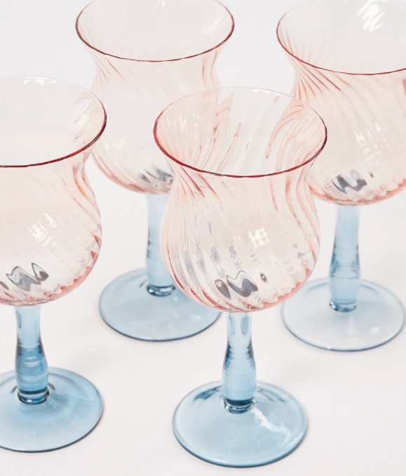 Flor pink wine glasses set of 4, €39, Oliver Bonas