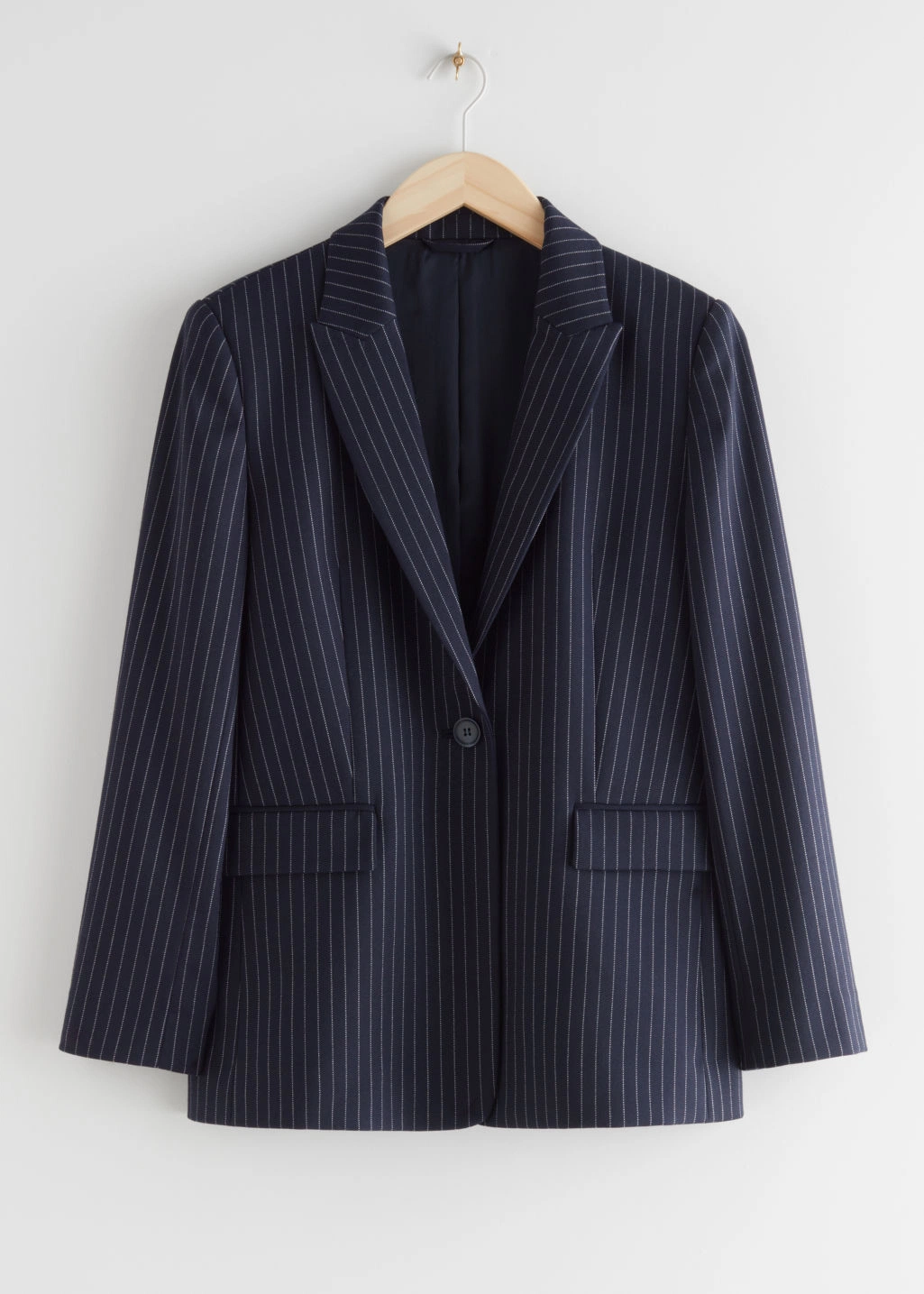 Single button blazer jacket blue pinstripe, €129