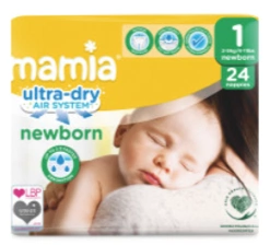 Mamia Ultra-Dry Air System Newborn Nappies Size 1