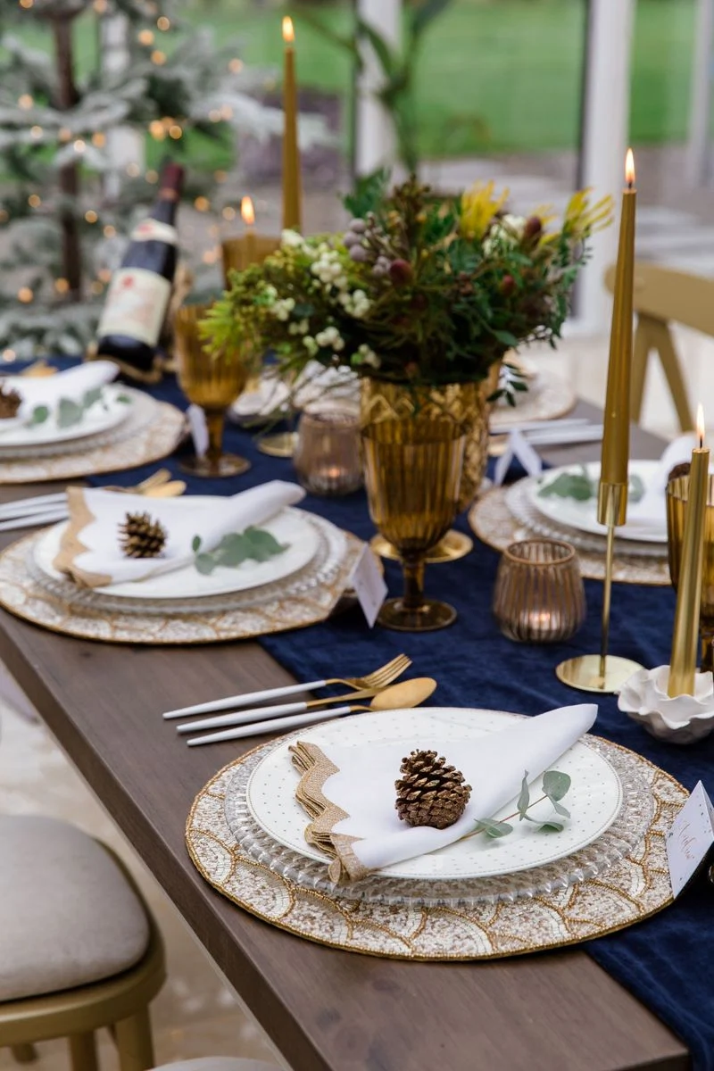 Set of napkins with gold scalloped embroidered edge, €48, The Designed Table