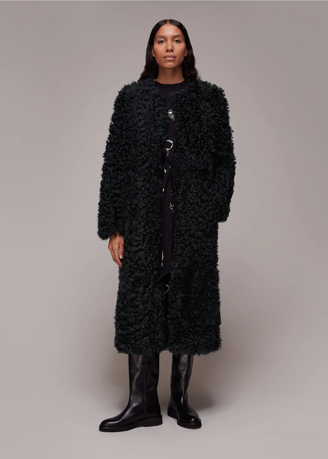 Eliza Shearling Coat, €1266.75, Whistles
