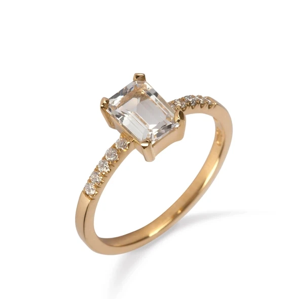 18kt Gold White Topaz and White Diamond Ring, €1,150
