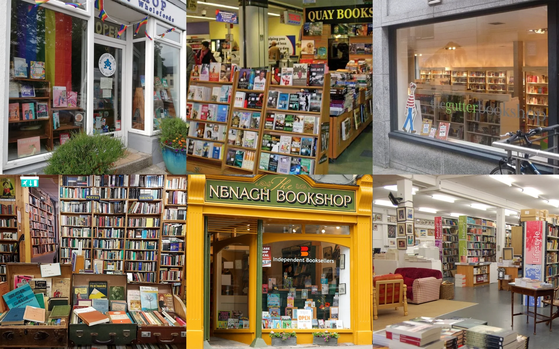 Irish bookshops collage