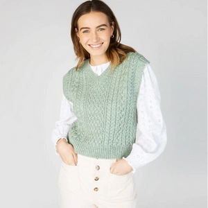 Pansy V-Neck Aran Vest Sage Marl, €79.95, Ireland's Eye Knitwear
