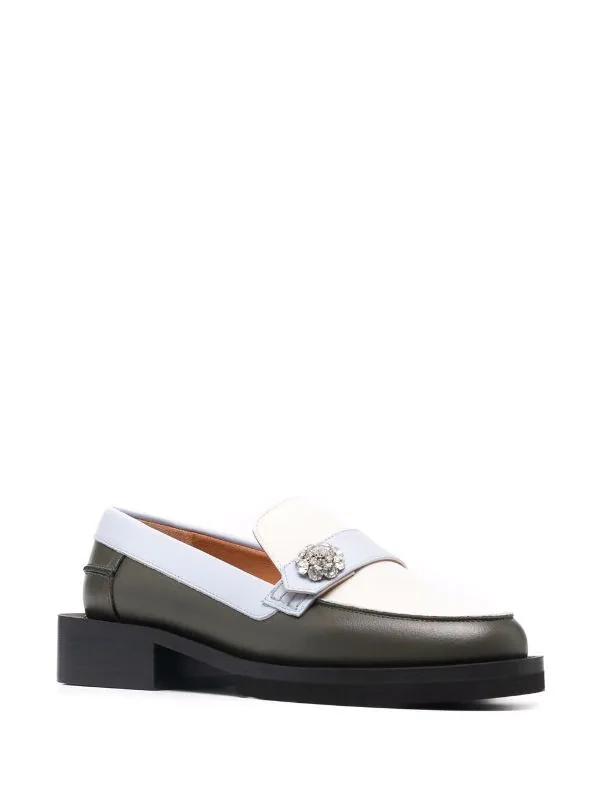 Ganni Block-Heeled Panelled Loafers, €238, Farfetch