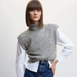 Knitted Gilet With Shoulder Pads, €45.99, Mango