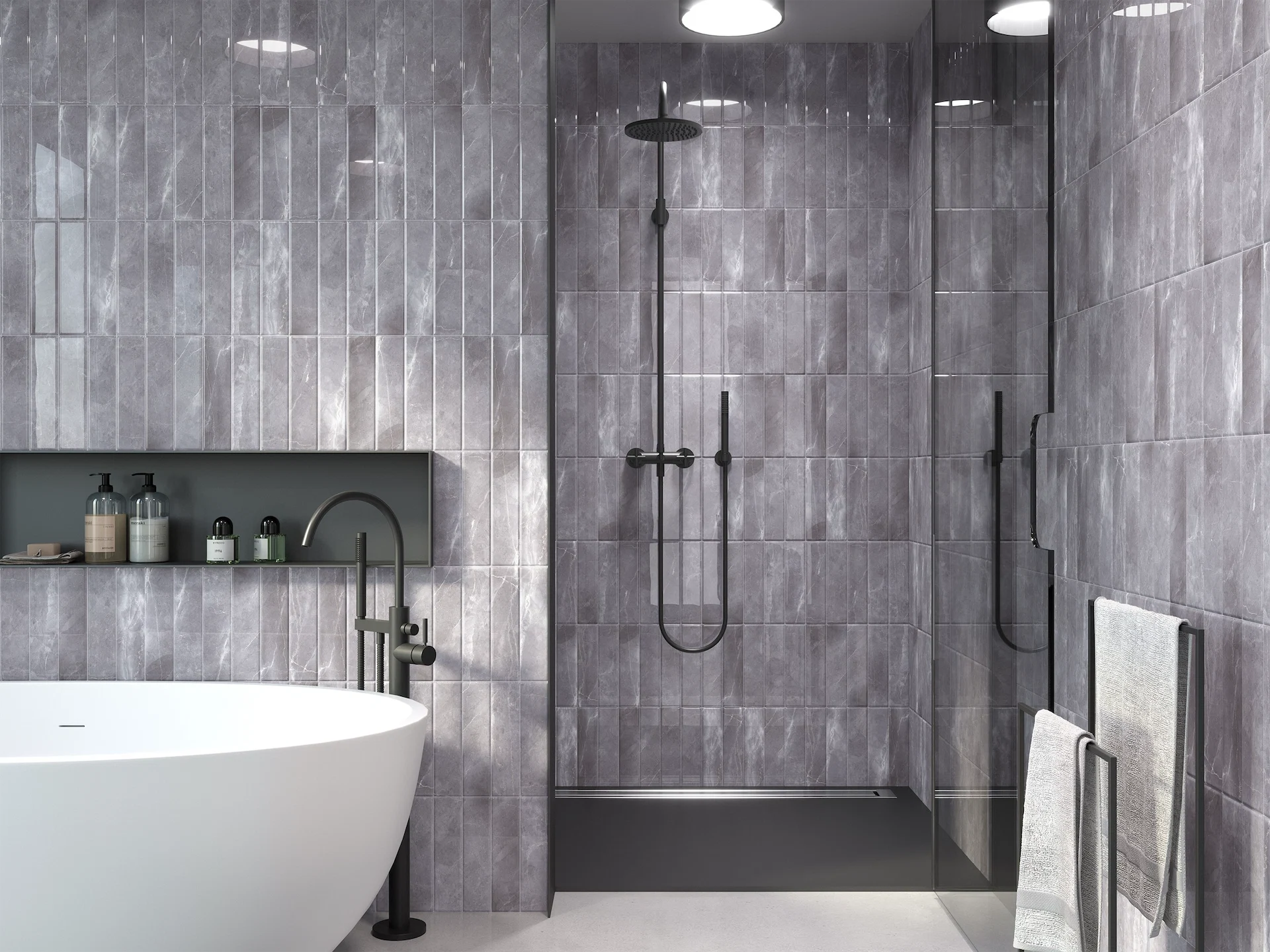 tile ideas bathroom grey