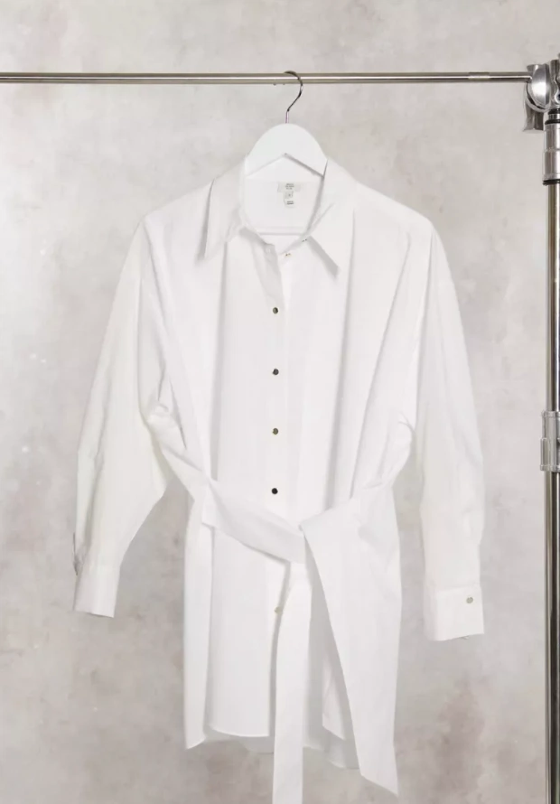 River Island Plus Open Back Poplin Shirt In White, €18.85, ASOS