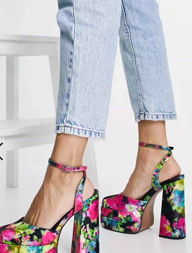 ASOS Design Pluto Platform Heeled Shoes In Multi, €52.99, ASOS