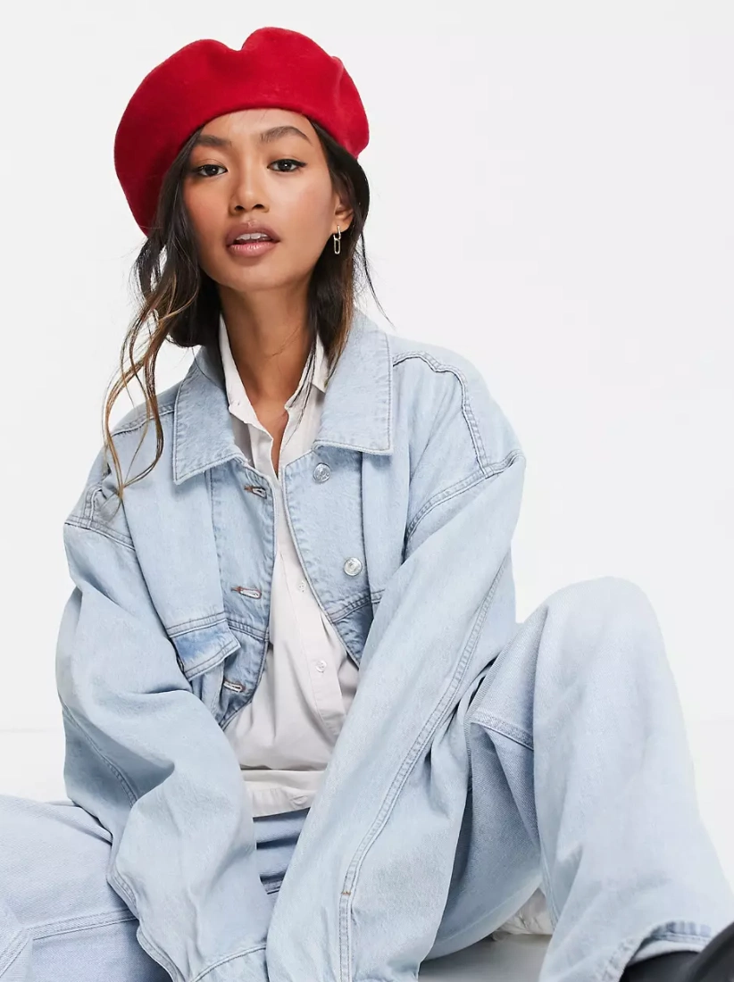 ASOS Design Wool Beret With Improved Fit In Red, €12.49, ASOS