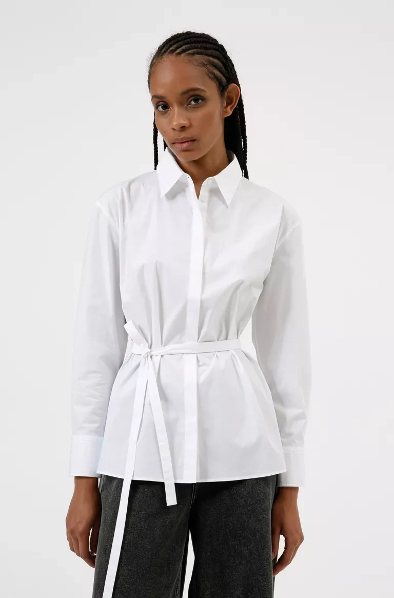 Oversized-Fit Belted Blouse In Stretch Cotton, €83.50