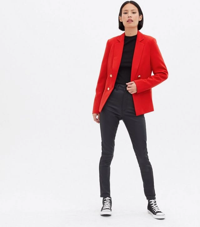 Red Double Breasted Military Button Blazer, €49.99, New Look