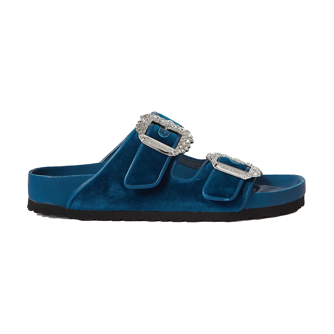 Birkenstock 1774 X Manolo Blahnik Arizona Crystal–Embellished Velvet Sandals, €595