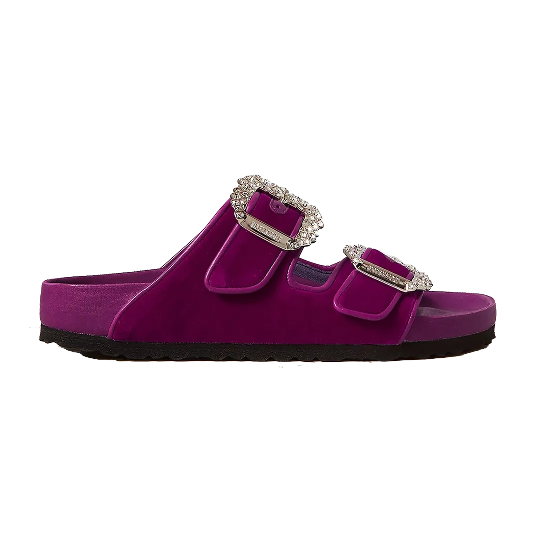 Birkenstock 1774 X Manolo Blahnik Arizona Crystal–Embellished Velvet Sandals, €595