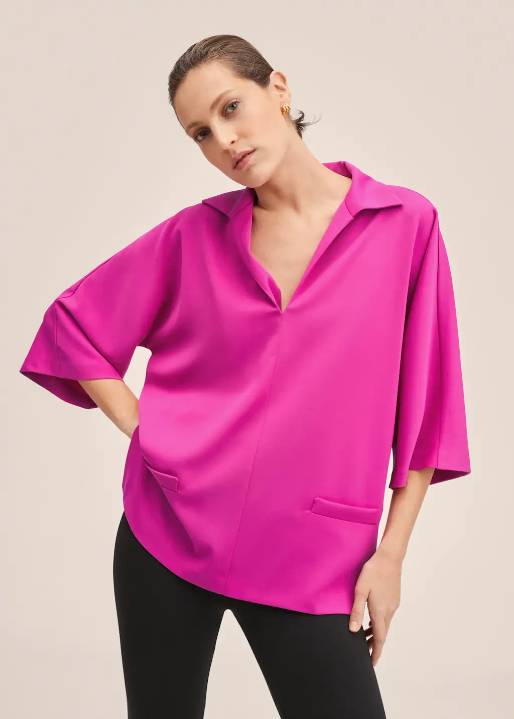 Oversize Satin Blouse, €49.99, Mango